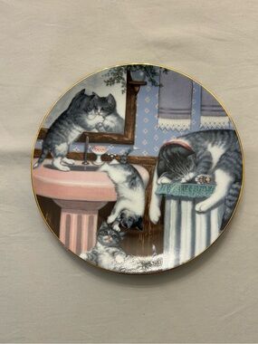 VTG 80s Cottagecore Porcelain Decorative Cat Plate from The Hamilton Collection